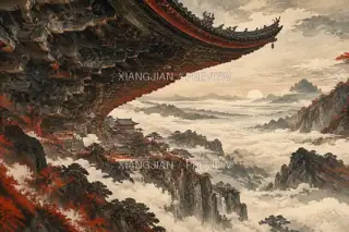 Town on a Roof Ridge · Illustration AI Image
