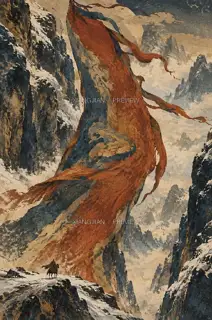 Banner Between Cliffs · Illustration AI Image