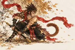 A Staff among Falling Leaves · Illustration Image