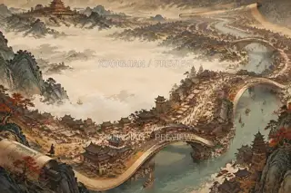 Lanes Along the River · Illustration AI Image