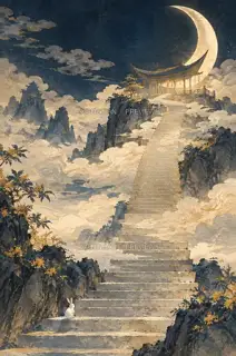 Rabbit at the Steps · Illustration AI Image