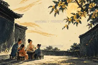 One Courtyard Moon · Illustration Image