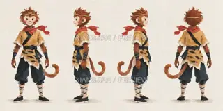 Wukong · Small Portrait of a Traveler · Paper Art AI Image
