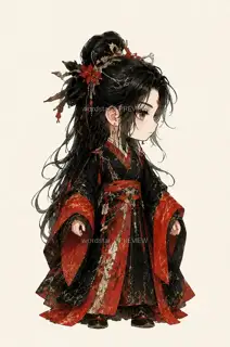 Crimson Lantern Night Patrol, promo page original character, chibi form · Illustration Image