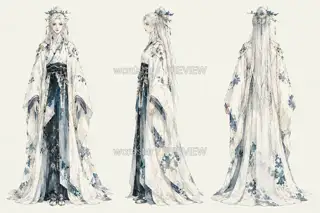 Snow Porcelain Dream Gazing, promo page original character, three-view drawing · Illustration Image