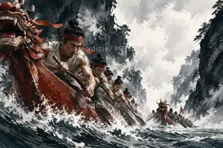 Oars Across the River · Illustration Image