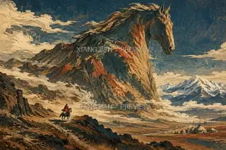Mountains on Horseback · Illustration AI Image