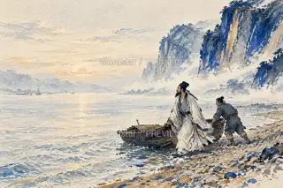 The First Stop on the Gravel Bank · Illustration Image