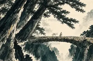 Slowly over the Pine Bridge · Illustration Image