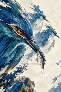 An Eye Among Blue Feathers · Illustration Image