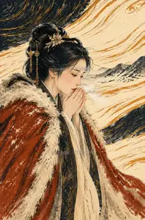 A Little Warmth in Her Hands · Illustration Image