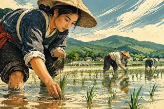 Planting at Grain in Ear · Illustration Image