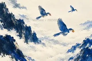 Three Wings through Cloud · Illustration Image