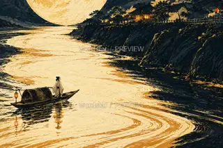 Home Lights from the River · Illustration Image