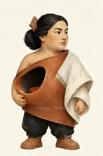 Fire Keeper Mother, Pottery Heart Fire Kiln, Q Style Avatar · Illustration Image