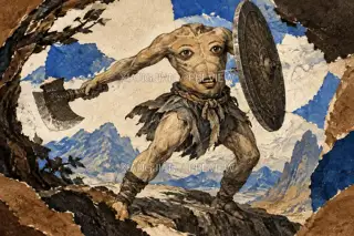Turning the Shield · Paper Art AI Image