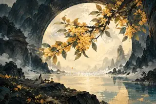 Osmanthus and Moon · Illustration AI Image