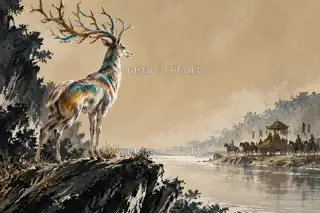 The Deer Before the Royal Party · Illustration Image