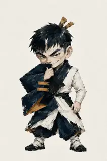 Thunder Picking Boy, Severing Thunder Hidden in Sleeve, Chibi Form · Illustration Image