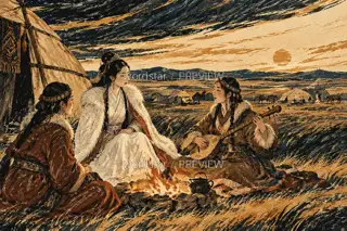Listening to Song by the Tent · Illustration Image