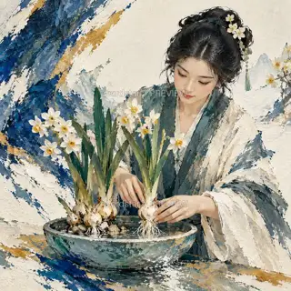 Narcissus and Stone · Illustration Image