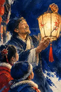 A Face in Lantern Light · Illustration Image