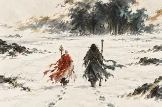 Two Tracks through Snow · Illustration Image