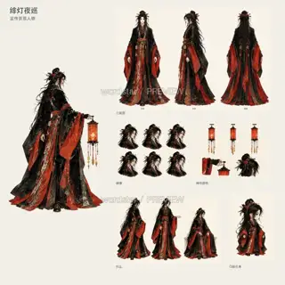 Crimson Lantern Night Patrol Promo Page Original Character Overview · Illustration Image