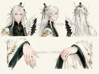 Crane Shadow Herald of Spring - Promotional Page Original Character - Divine Components and Gestures · Illustration Image