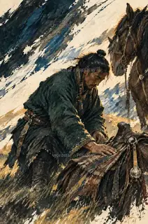Smoothing the Saddlecloth · Illustration Image