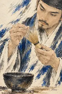 Inspecting the Tea Whisk · Illustration Image