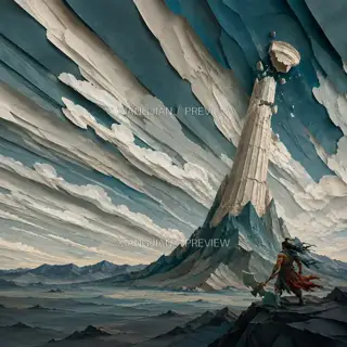 The Tilting Sky · Paper Art AI Image