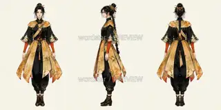 Gilded Musician · Singing Steps Awaken Day · Three View · Illustration Image