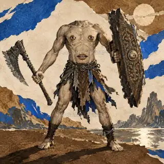 Axe and Shield · Paper Art AI Image