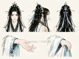 Yuexi Wanderer · original promotional page character · divine components and gestures · Illustration Image
