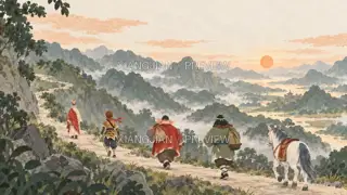 Stories on the Mountain Path 321 · Paper Art AI Image