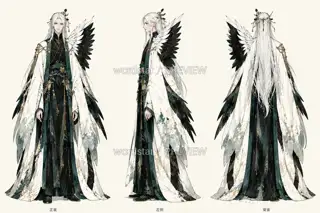 Crane Shadow Spring Herald · Promo Page Original Character · Three Views on One Board · Illustration Image