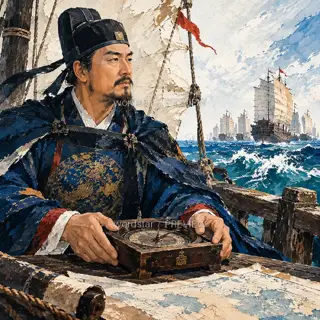 Compass in His Hands · Illustration Image