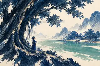 Waiting beneath the Banyan · Illustration Image