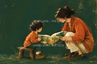Reading Time Together · Illustration AI Image
