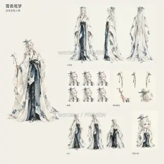 Snow Porcelain Dream Watching Promo Page Original Character Overview · Illustration Image