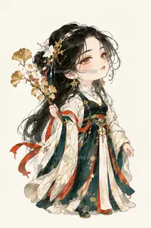Ginkgo Branch Holder, promotional main visual, Q version avatar · Illustration Image