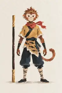 Wukong · Small Portrait of a Traveler · Paper Art AI Image