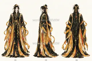 Golden Musician - Promotional Original Character - Same Board Three View · Illustration Image