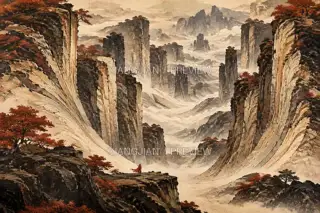 Red Among the Stones · Illustration AI Image