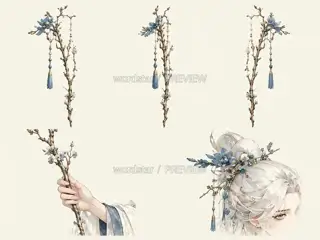Snow Porcelain Dream Gazing, promo page original character, divine components and gestures · Illustration Image