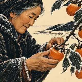 Persimmons at Frost Descent · Illustration Image