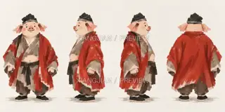 Bajie, traveler small portrait · Paper Art AI Image