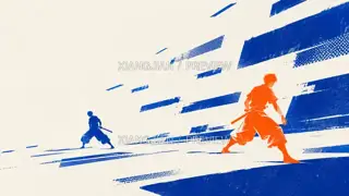 Speed of Blue and Orange · Printmaking AI Image