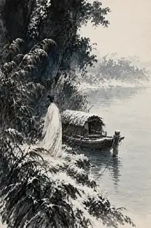 A Guest Boat in Light Snow · Illustration Image